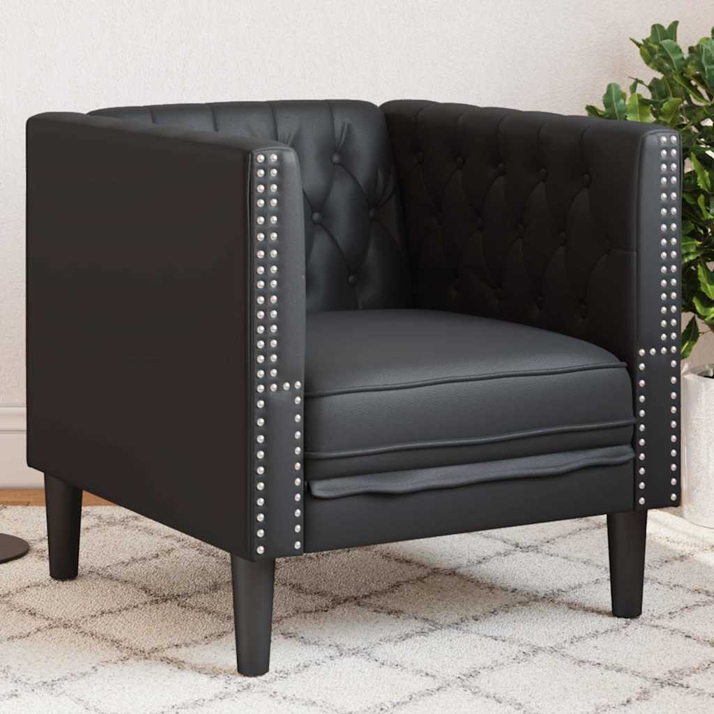 Chesterfield Sofa Chair Black 71 x 74.5 x 70.5 cm Faux leather